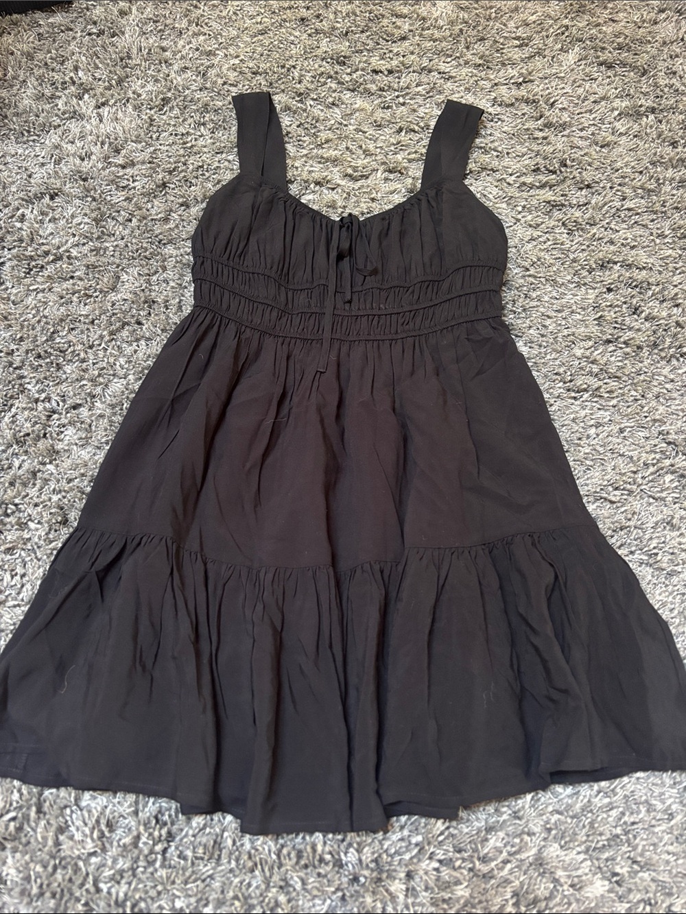 Forever 21 Black Ruffled Sundress with Smocked Waist